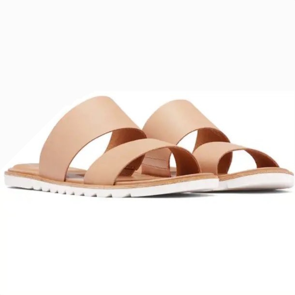Sorel‎ Ella II 2-Strap Sandals Women 9 Tan Leather Comfort Minimalist Indie